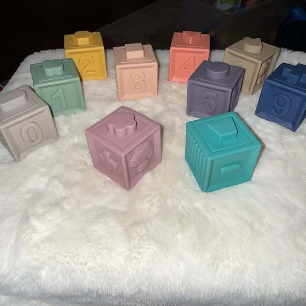 Silicone Soft Baby Stacking and Sensory Building Blocks Set
